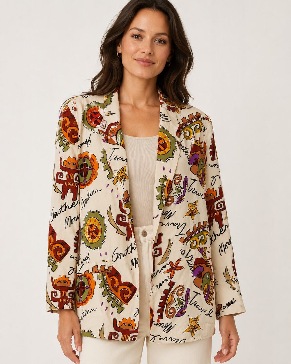 Carol Horn Workshop Silk Southwestern Print Jacket Women’s Small 42" Bust